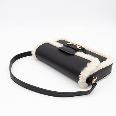 Horsebit 1955 Mini Shoulder Bag Black Leather Shearling