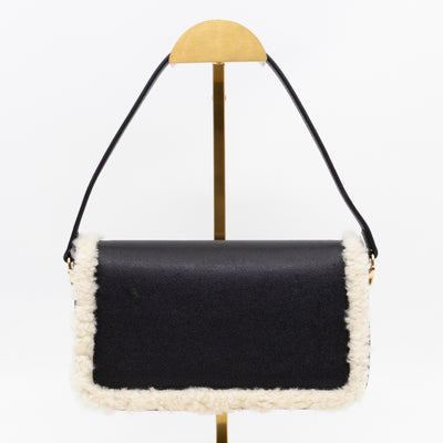 Horsebit 1955 Mini Shoulder Bag Black Leather Shearling