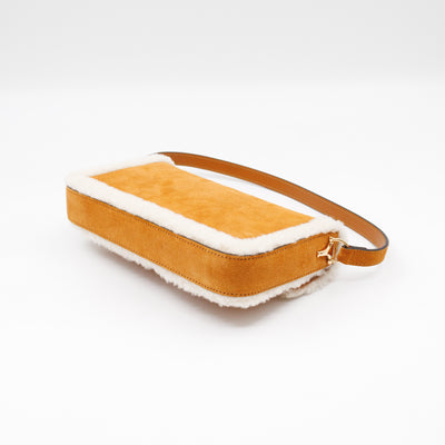 Horsebit 1955 Mini Shoulder Bag Camel Suede Leather Shearling