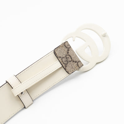 GG Marmont Wide Belt GG Supreme White Leather 85 cm