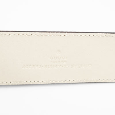 GG Marmont Wide Belt GG Supreme White Leather 85 cm