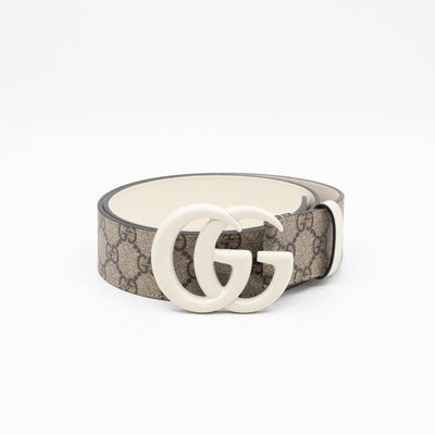 GG Marmont Wide Belt GG Supreme White Leather 85 cm