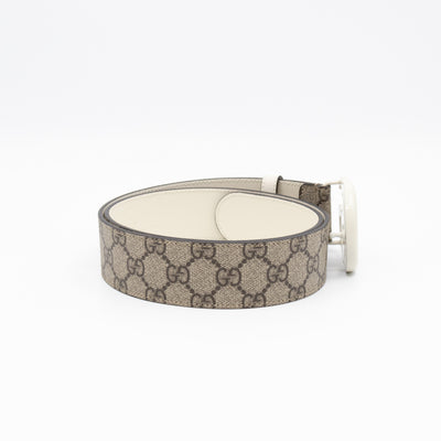 GG Marmont Wide Belt GG Supreme White Leather 85 cm