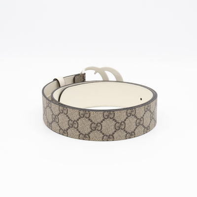 GG Marmont Wide Belt GG Supreme White Leather 85 cm