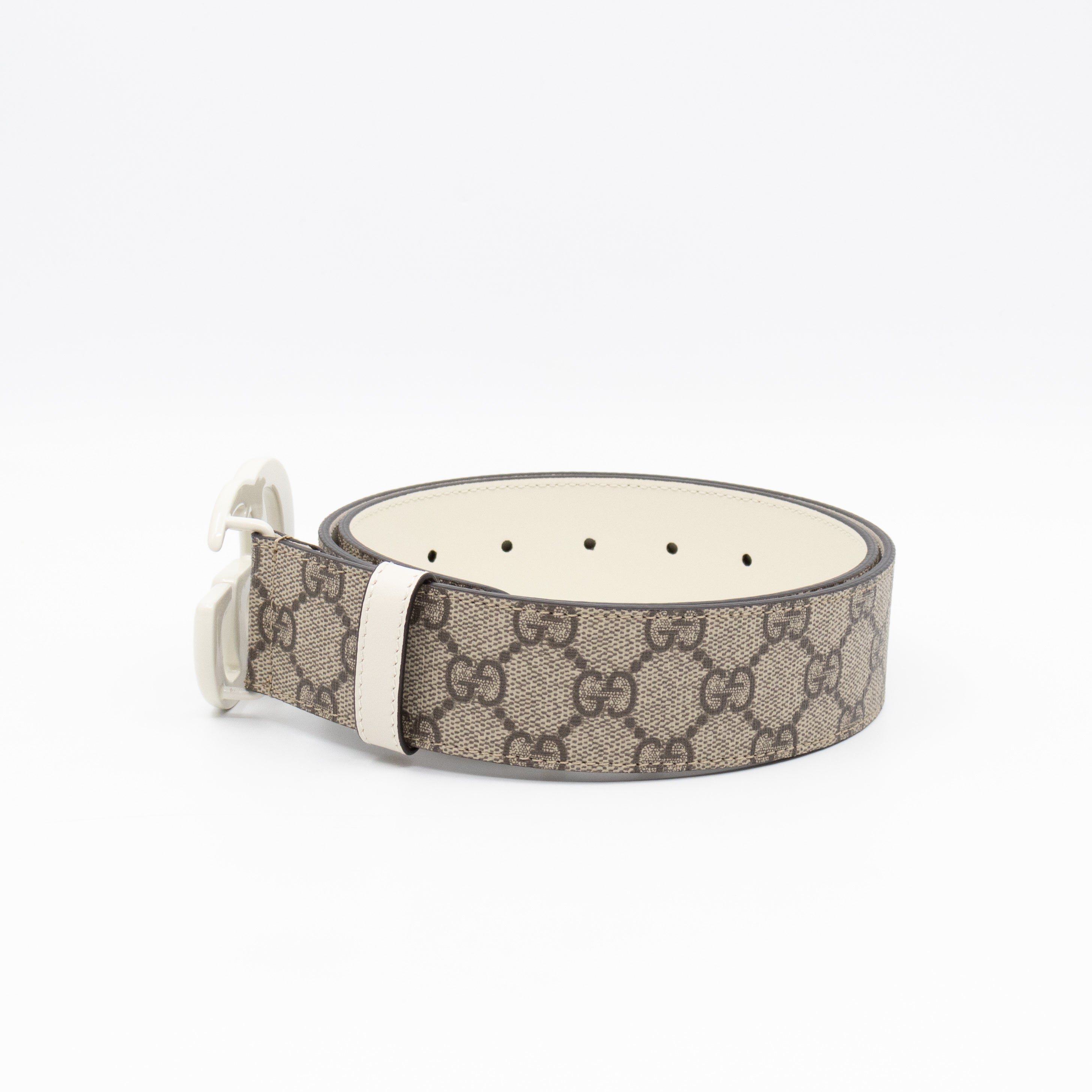 GG Marmont Wide Belt GG Supreme White Leather 85 cm