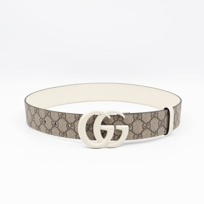 GG Marmont Wide Belt GG Supreme White Leather 85 cm