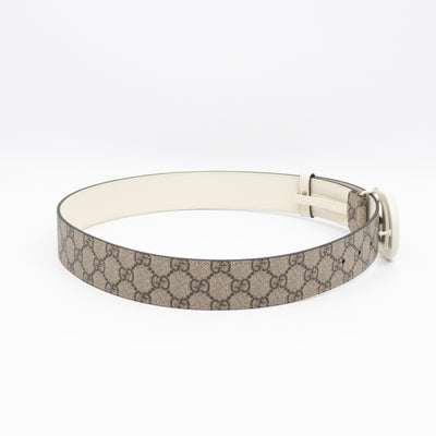 GG Marmont Wide Belt GG Supreme White Leather 85 cm