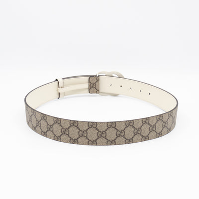 GG Marmont Wide Belt GG Supreme White Leather 85 cm