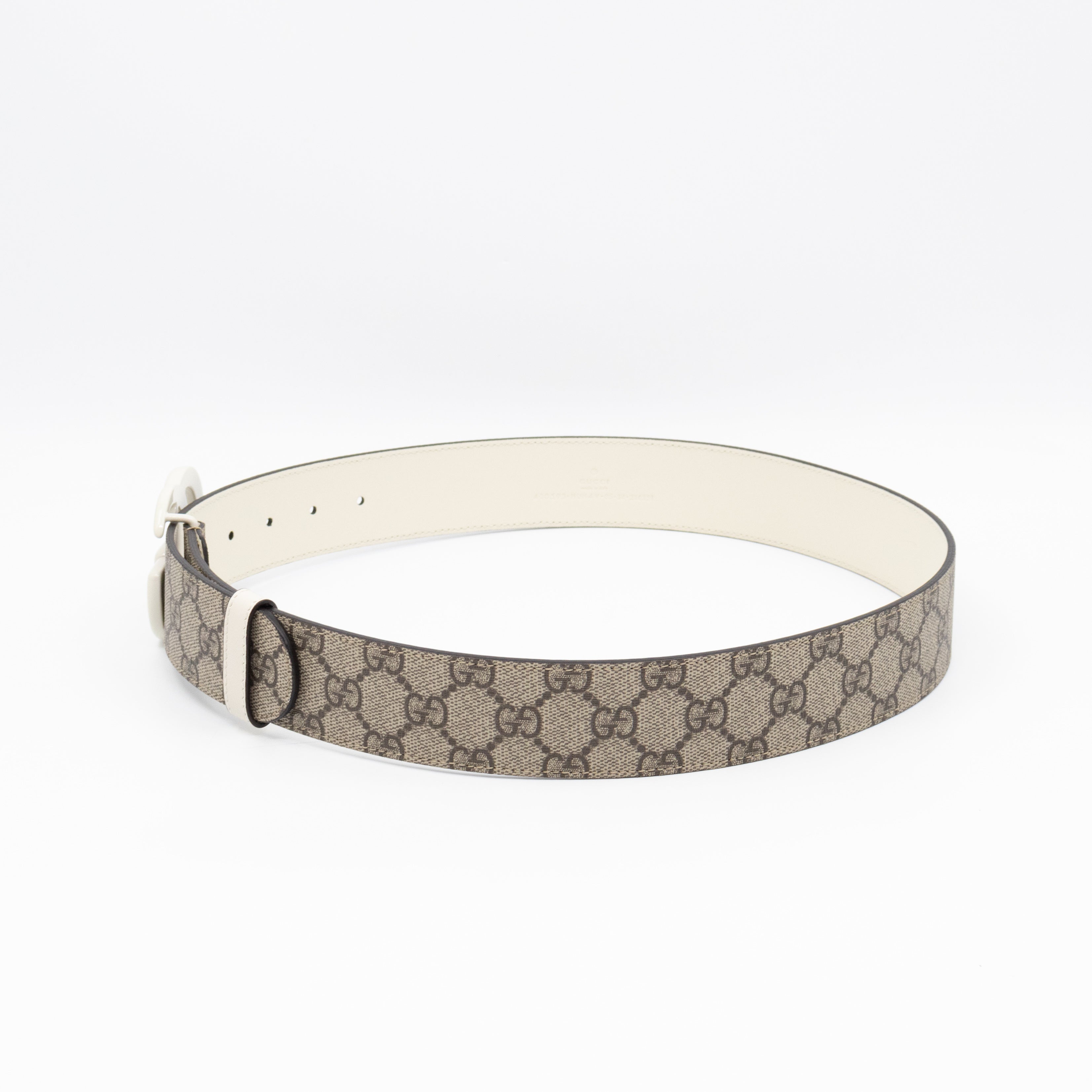 GG Marmont Wide Belt GG Supreme White Leather 85 cm