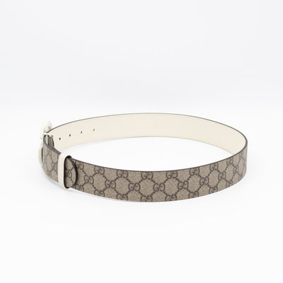 GG Marmont Wide Belt GG Supreme White Leather 85 cm