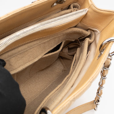GST Grand Shopping Tote Beige Caviar Silver