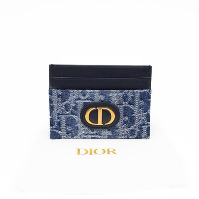30 Montaigne Freesia Card Holder Blue Denim Dior Oblique Jacquard