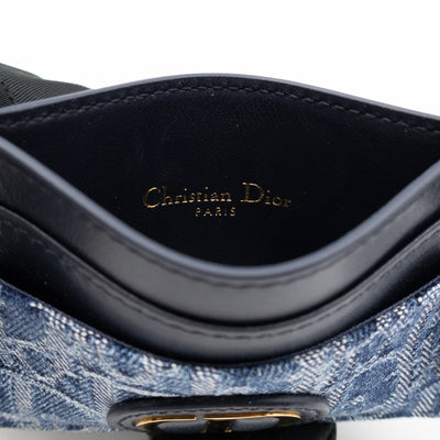 30 Montaigne Freesia Card Holder Blue Denim Dior Oblique Jacquard