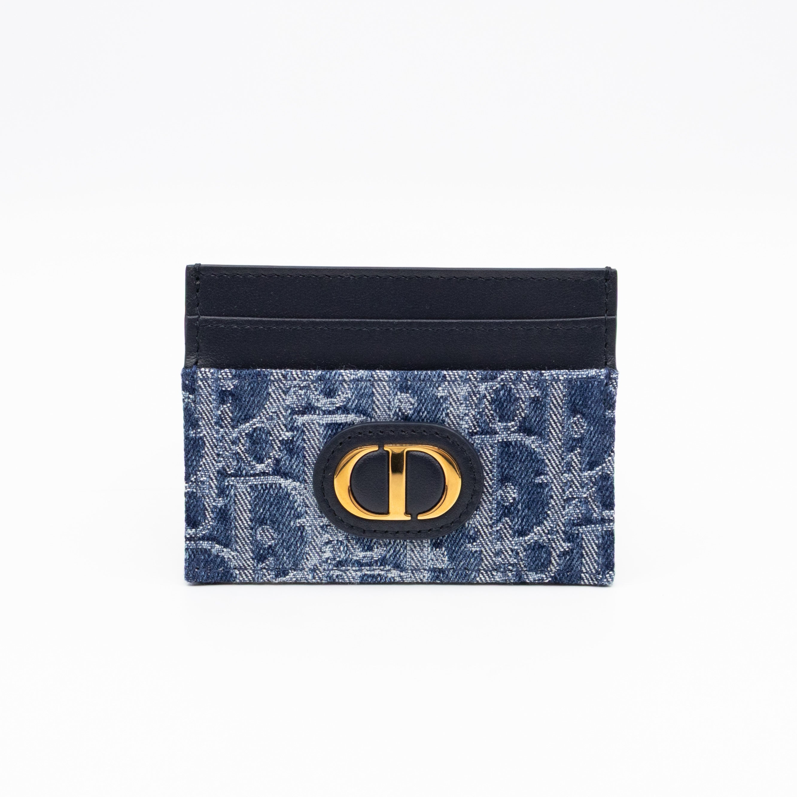 30 Montaigne Freesia Card Holder Blue Denim Dior Oblique Jacquard