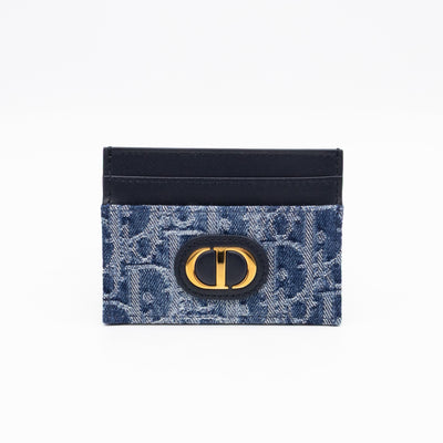 30 Montaigne Freesia Card Holder Blue Denim Dior Oblique Jacquard