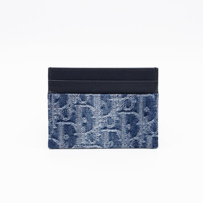 30 Montaigne Freesia Card Holder Blue Denim Dior Oblique Jacquard