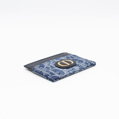 30 Montaigne Freesia Card Holder Blue Denim Dior Oblique Jacquard