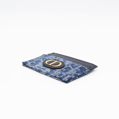 30 Montaigne Freesia Card Holder Blue Denim Dior Oblique Jacquard