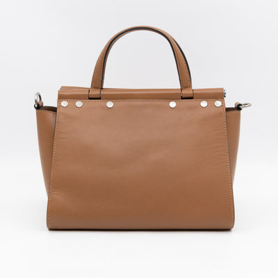 Iris Small Top Handle Stud Teak Smooth Calfskin