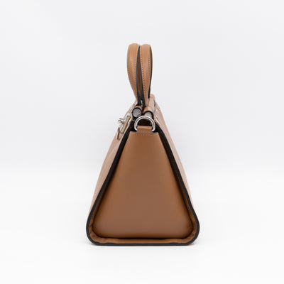 Iris Small Top Handle Stud Teak Smooth Calfskin