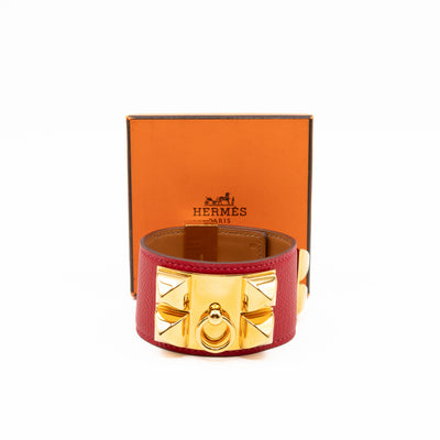 Collier de Chien Bracelet Gold & Red Leather