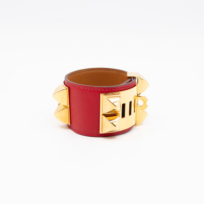 Collier de Chien Bracelet Gold & Red Leather