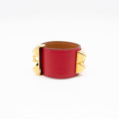 Collier de Chien Bracelet Gold & Red Leather
