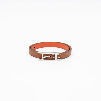 Behapi Double Tour Bracelet Gold Orange Leather Palladium