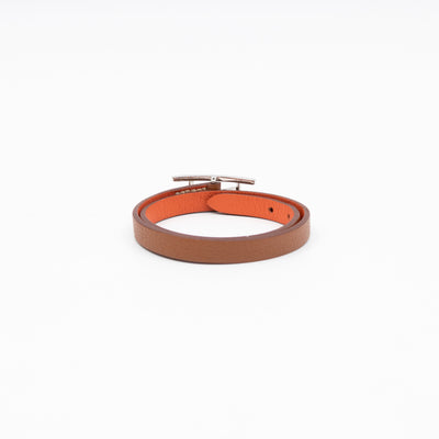 Behapi Double Tour Bracelet Gold Orange Leather Palladium