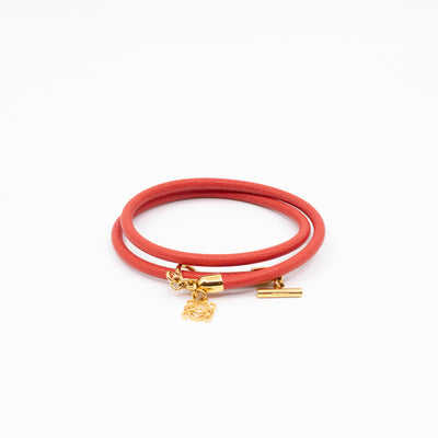 Triple Wrap Bracelet Coral Leather