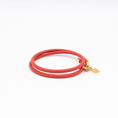 Triple Wrap Bracelet Coral Leather