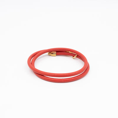 Triple Wrap Bracelet Coral Leather