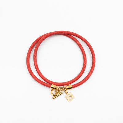 Triple Wrap Bracelet Coral Leather