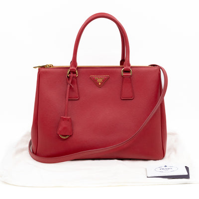 Galleria Large Double Zip Red Saffiano Leather