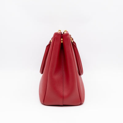 Galleria Large Double Zip Red Saffiano Leather