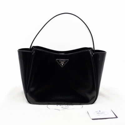 Tote Bag Brushed Black Leather