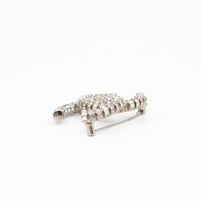 CC Crystal Silver-tone Brooch