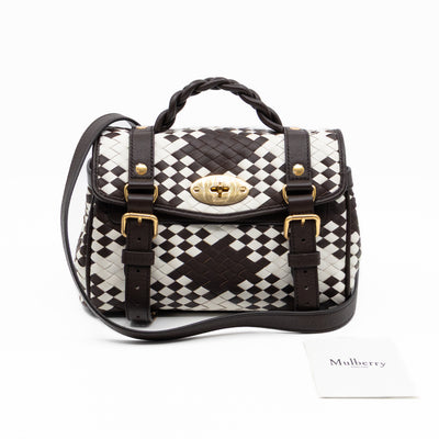 Mini Alexa Ebony & White Woven Vichy Leather