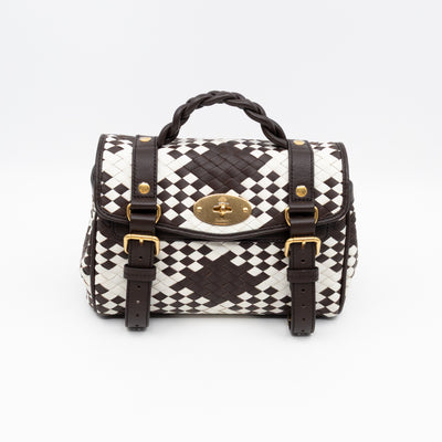 Mini Alexa Ebony & White Woven Vichy Leather