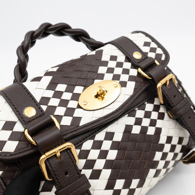 Mini Alexa Ebony & White Woven Vichy Leather