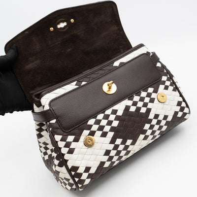 Mini Alexa Ebony & White Woven Vichy Leather