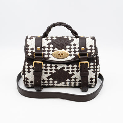 Mini Alexa Ebony & White Woven Vichy Leather
