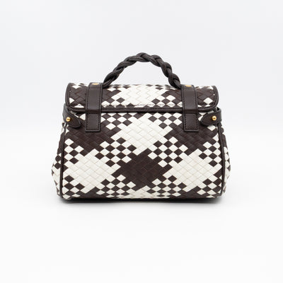 Mini Alexa Ebony & White Woven Vichy Leather