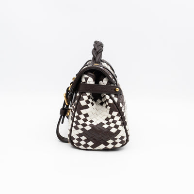 Mini Alexa Ebony & White Woven Vichy Leather