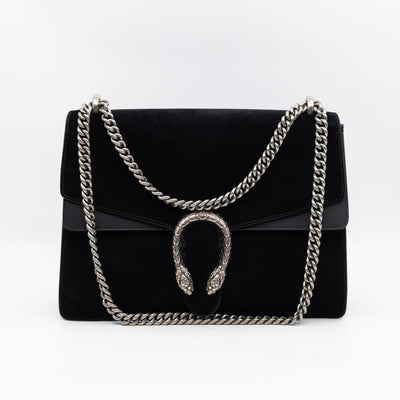 Dionysus Medium Black Suede Leather