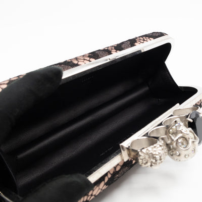 Long Skull Knuckle Clutch  Leopard Lace Pink