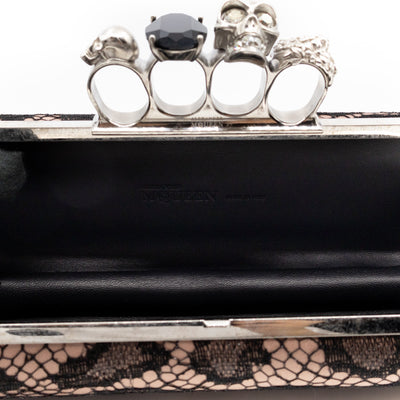 Long Skull Knuckle Clutch  Leopard Lace Pink