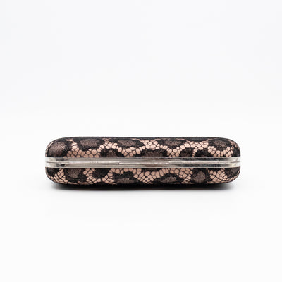 Long Skull Knuckle Clutch  Leopard Lace Pink
