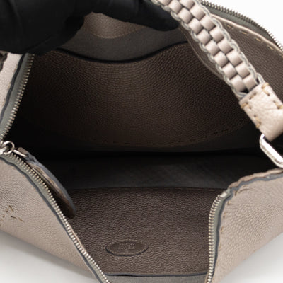 Selleria Hobo Bag Grey Metallic Roma Leather