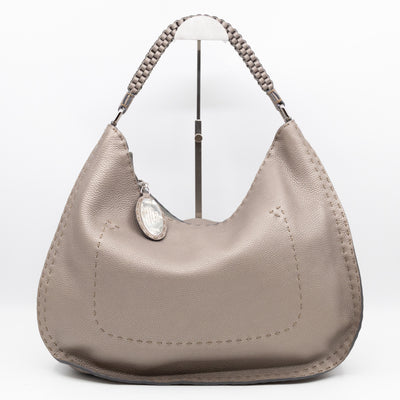 Selleria Hobo Bag Grey Metallic Roma Leather